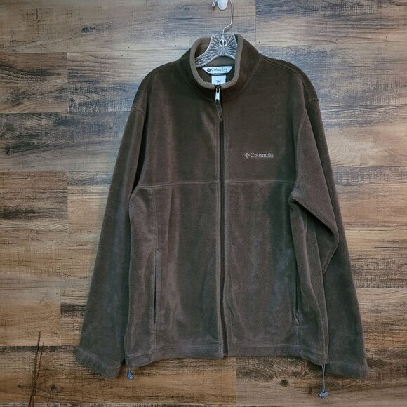 Columbia Zip Fleece Jacket Size L Brown Beige Clay Zip Pockets Gorpcore Outdoor - Picture 1 of 11